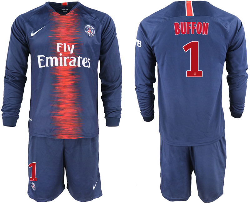 2018 19 Paris Saint Germain 1 BUFFON Home Long Sleeve Soccer Jersey