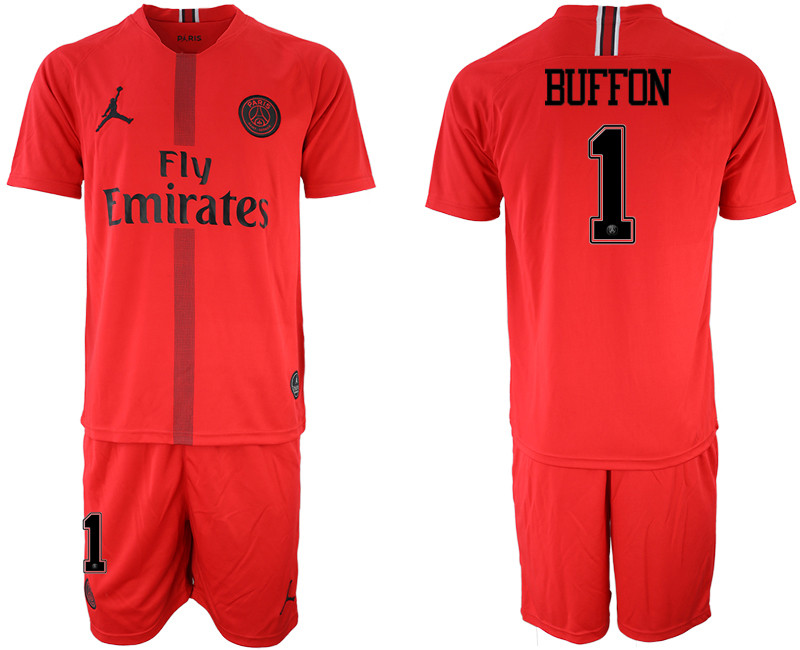 2018 19 Paris Saint Germain 1 BUFFON Red Jordan Goalkeeper Soccer Jersey