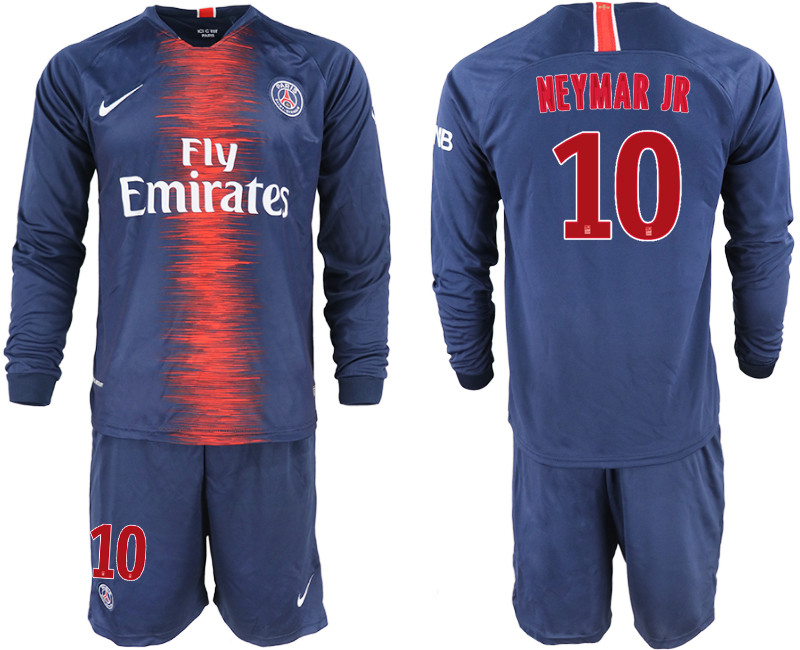2018 19 Paris Saint Germain 10 NEYMAR JR Home Long Sleeve Soccer Jersey