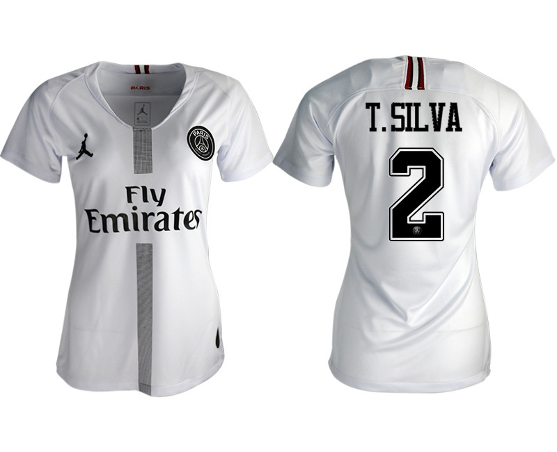 2018 19 Paris Saint Germain 2 T.SILVA Away Jordan Women Soccer Jersey