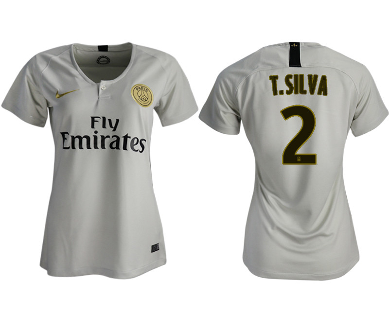 2018 19 Paris Saint Germain 2 T.SILVA Away Women Soccer Jersey