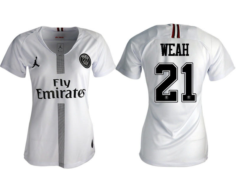 2018 19 Paris Saint Germain 21 WEAH Away Jordan Women Soccer Jersey