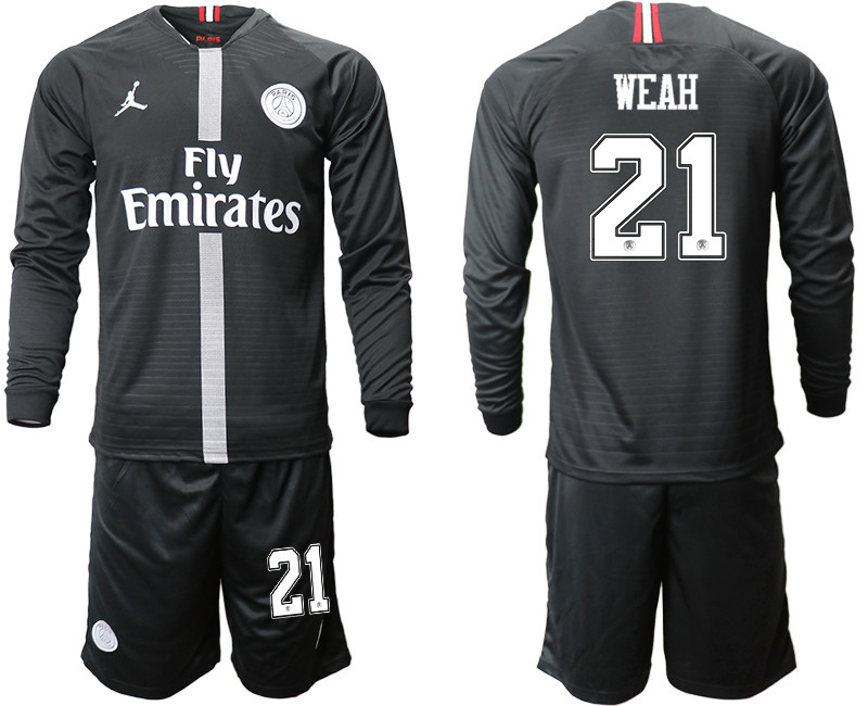 2018 19 Paris Saint Germain 21 WEAH Home Long Sleeve Jordan Soccer Jersey