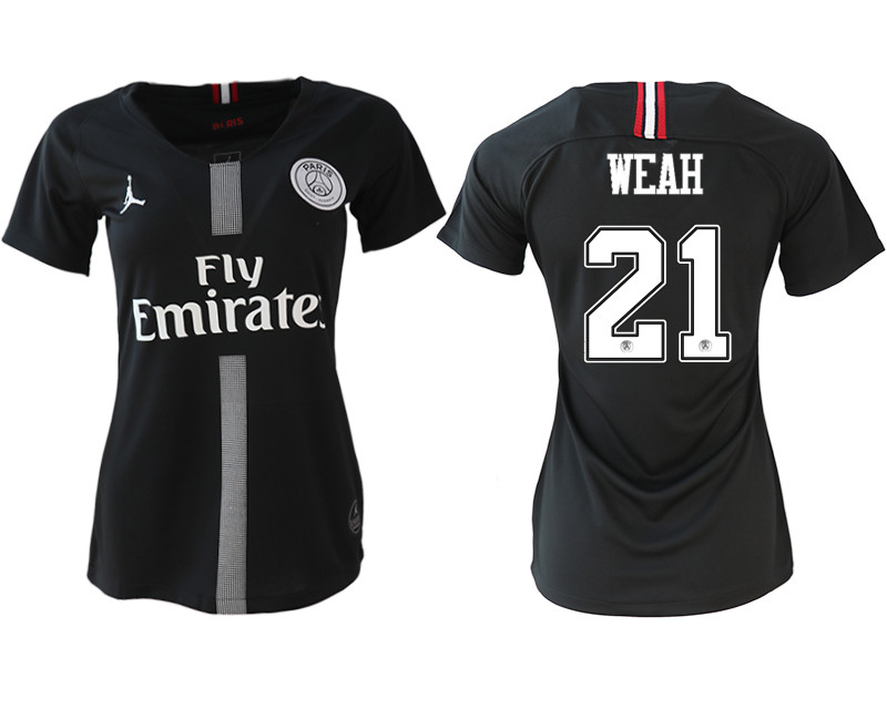 2018 19 Paris Saint Germain 21 WEAH Jordan Champions League Black Women Soccer Jersey