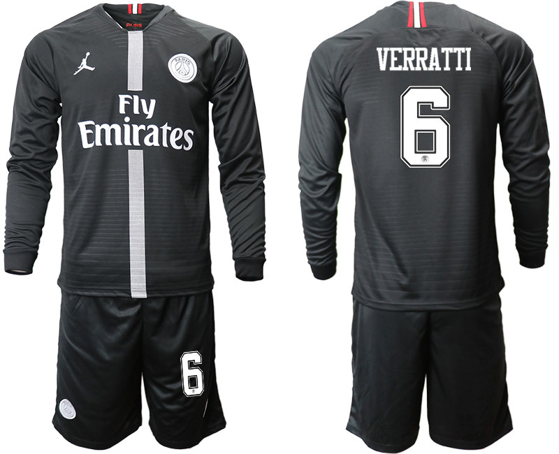 2018 19 Paris Saint Germain 6 VERRATTI Home Long Sleeve Jordan Soccer Jersey