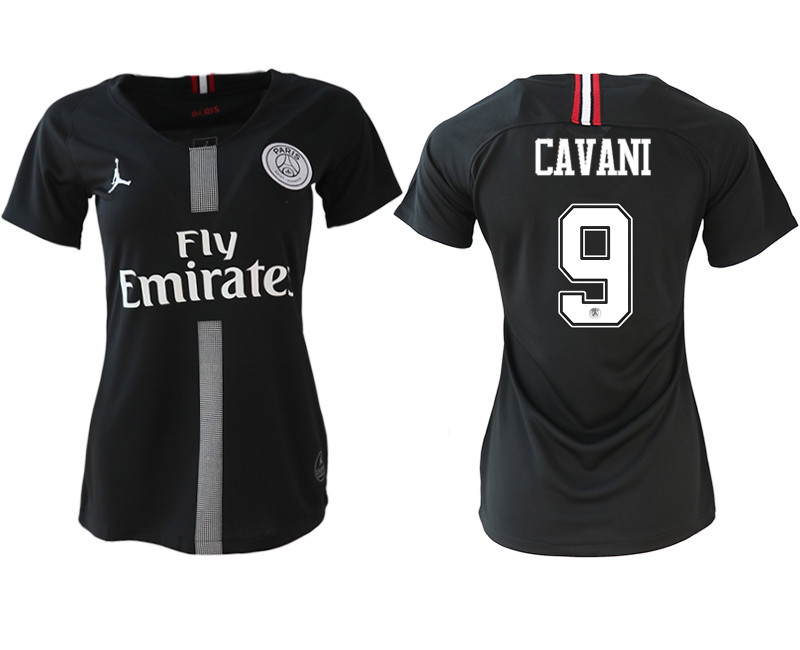 2018 19 Paris Saint Germain 9 CAVANI Jordan Champions League Black Women Soccer Jersey