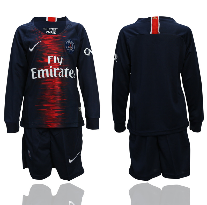 2018 19 Paris Saint Germain Home Youth Long Sleeve Soccer Jersey