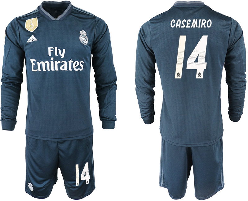 2018 19 Real Madrid 14 CASEMIRO Away Long Sleeve Soccer Jersey