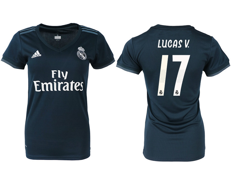 2018 19 Real Madrid 17 LUCAS V. Away Women Soccer Jersey