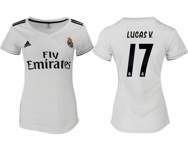 2018 19 Real Madrid 17 LUCAS V. Home Women Soccer Jersey