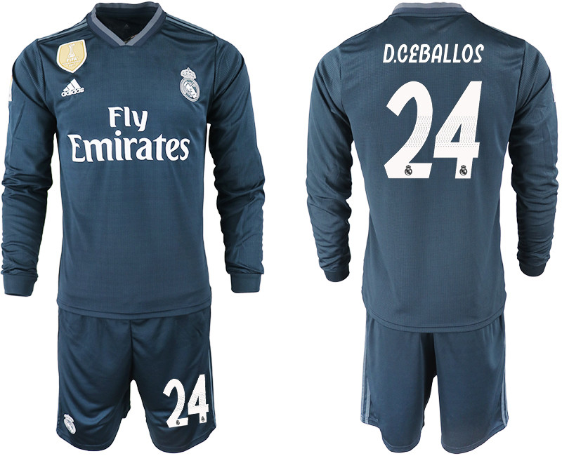 2018 19 Real Madrid 24 D.CEBALLOS Away Long Sleeve Soccer Jersey