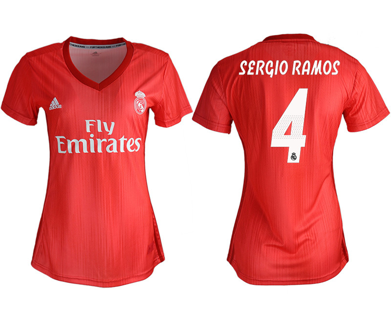 2018 19 Real Madrid 4 SERGIO RAMOS Away Women Soccer Jersey