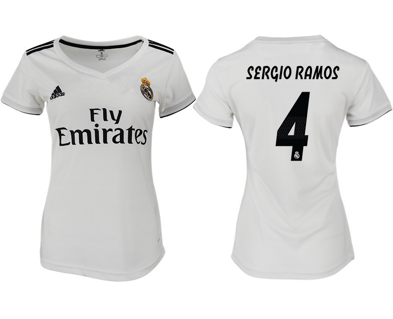 2018 19 Real Madrid 4 SERGIO RAMOS Home Women Soccer Jersey