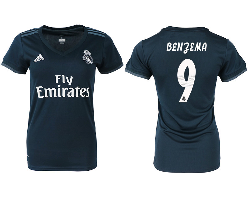 2018 19 Real Madrid 9 BENGEMA Away Women Soccer Jersey