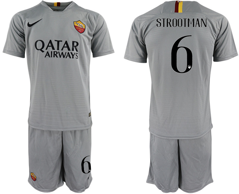 2018 19 Roma 6 STROOTMAN Away Soccer Jersey