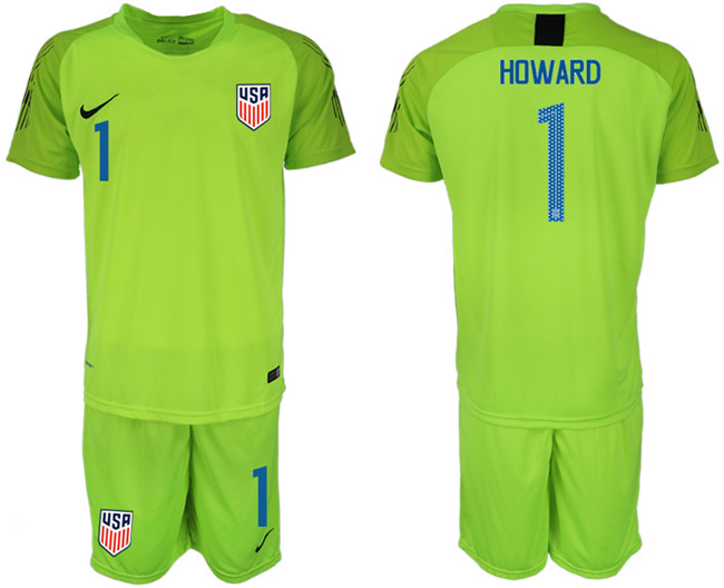 2018 19 USA 1 HOWARD Fluorescent Green Goalkeeper Soccer Jersey
