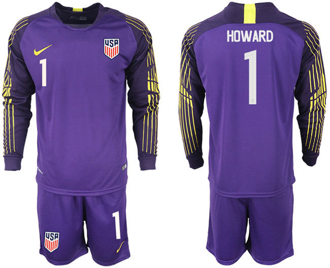 2018 19 USA 1 HOWARD Purple Goalkeeper Long Sleeve Soccer Jersey
