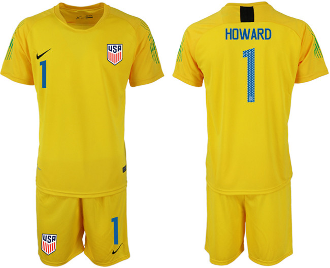 2018 19 USA 1 HOWARD Yellow Goalkeeper Soccer Jersey