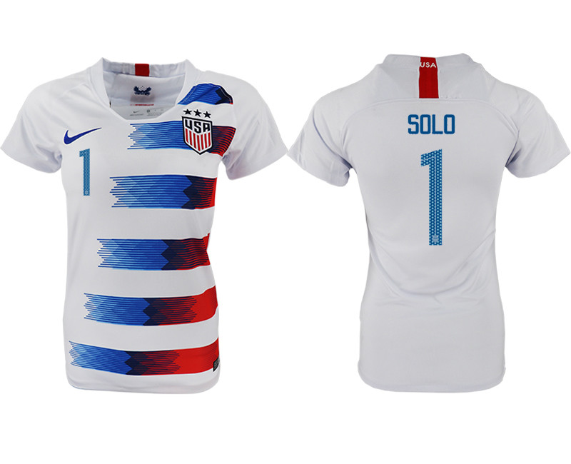 2018 19 USA 1 SOLO Home Women Soccer Jersey