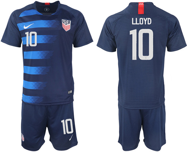 2018 19 USA 10 LLOYD Away Soccer Jersey