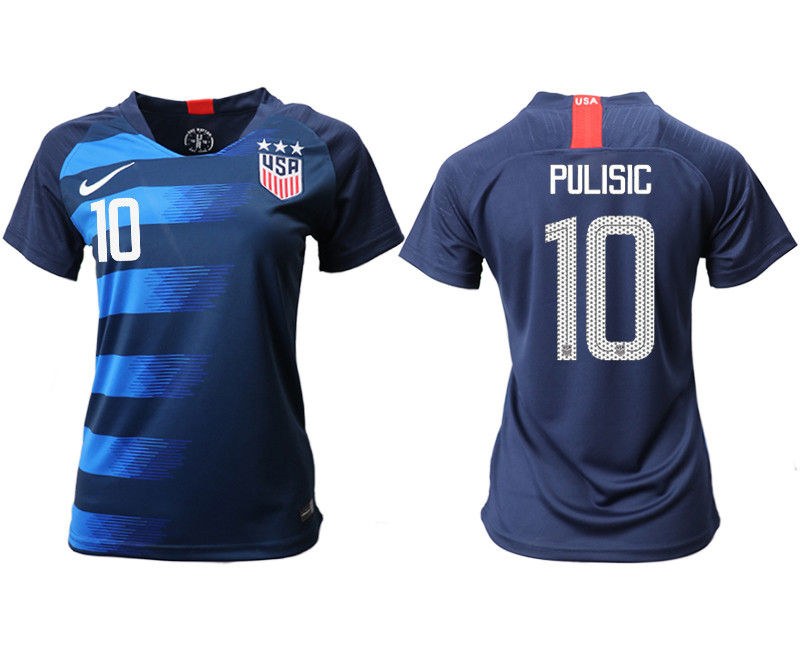 2018 19 USA 10 PULISIC Away Women Soccer Jersey