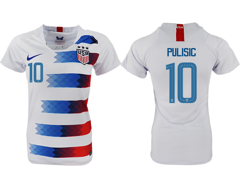 2018 19 USA 10 PULISIC Home Women Soccer Jersey