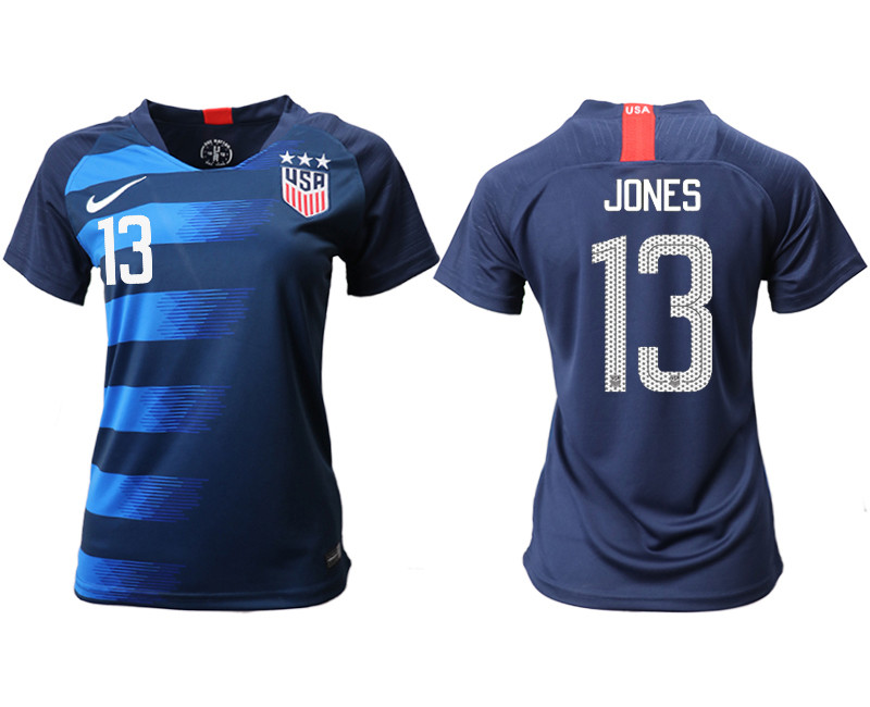 2018 19 USA 13 JONES Away Women Soccer Jersey