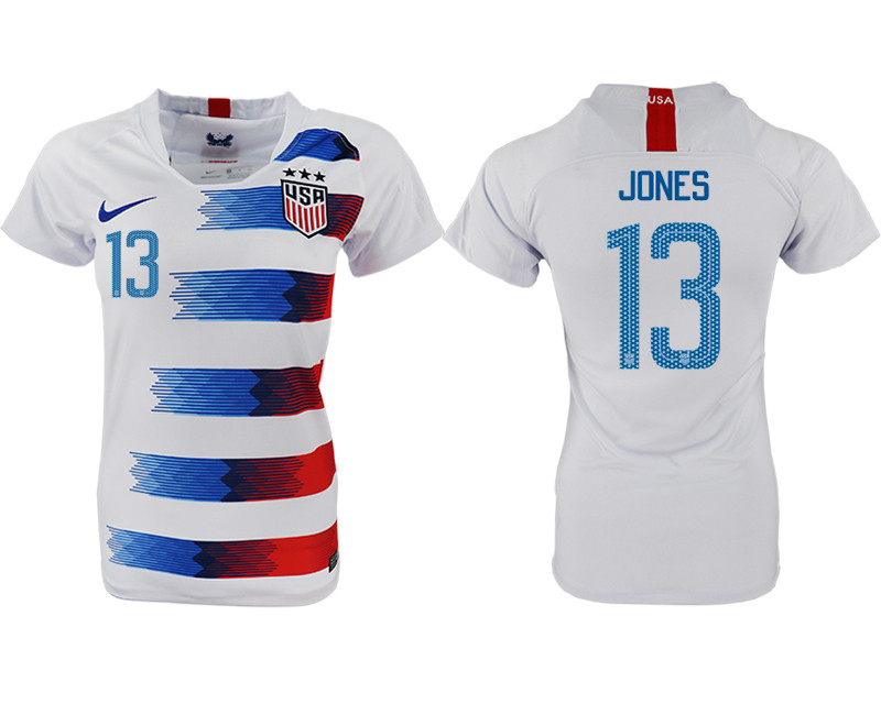 2018 19 USA 13 JONES Home Women Soccer Jersey