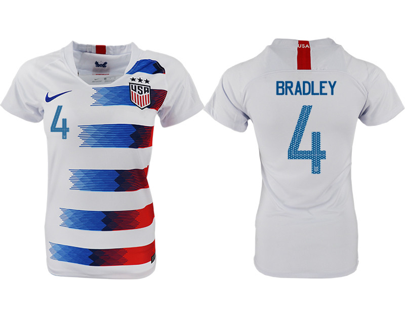 2018 19 USA 4 BRADLEY Home Women Soccer Jersey