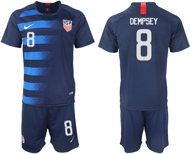 2018 19 USA 8 DEMPSEY Away Soccer Jersey