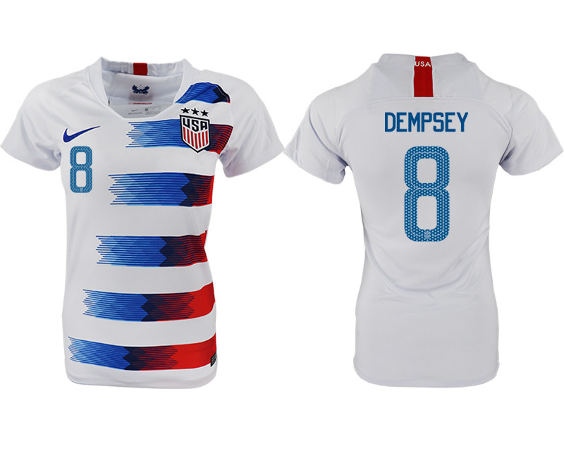 2018 19 USA 8 DEMPSEY Home Women Soccer Jersey