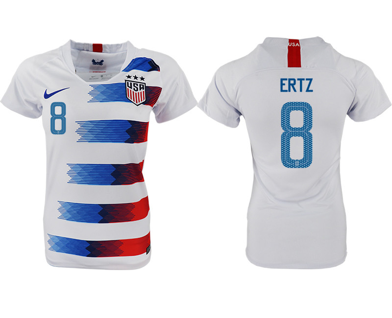 2018 19 USA 8 ERTZ Home Women Soccer Jersey