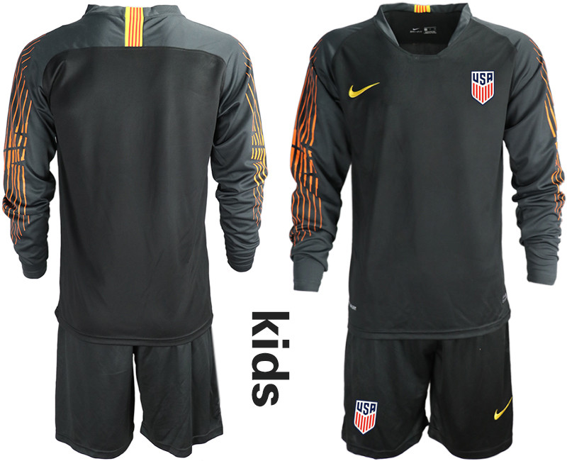 2018 19 USA Black Youth Long Sleeve Goalkeeper Soccer Jersey