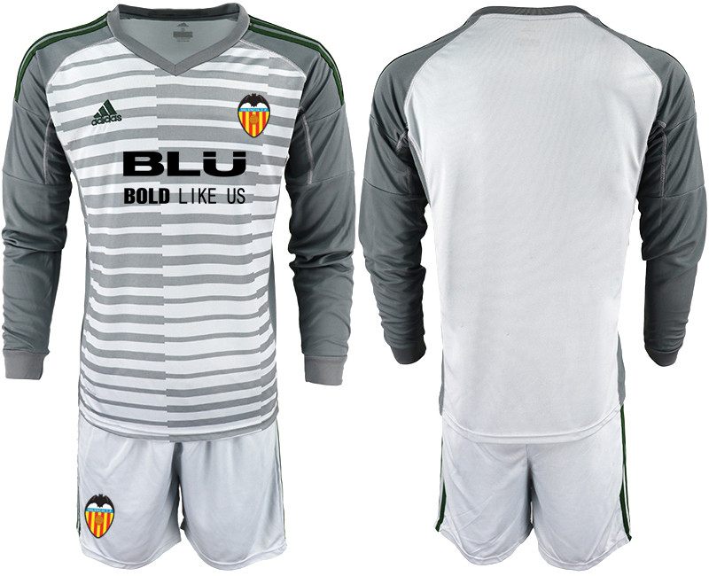 2018 19 Valencia Gray Long Sleeve Goalkeeper Soccer Jersey