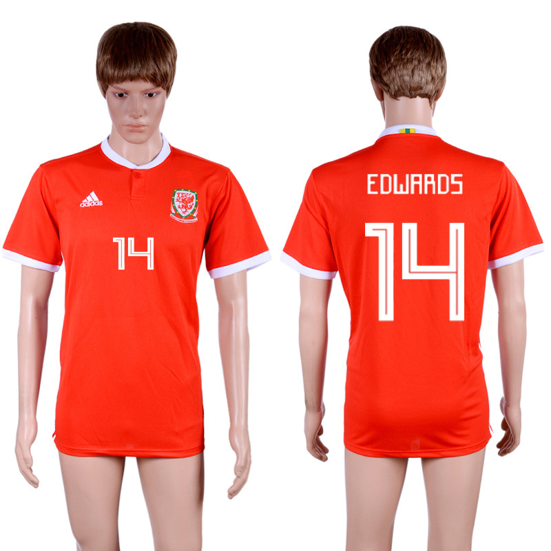 2018 19 Wales 14 EDWARDS Home Thailand Soccer Jersey