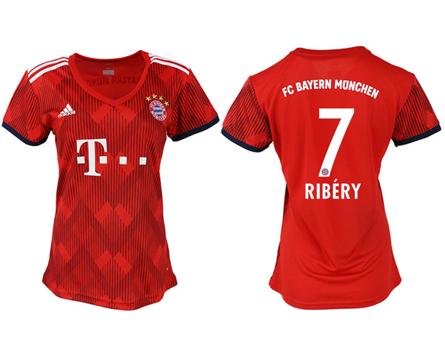 2019 19 Bayern Munich 7 RIBERY Home Women Soccer Jersey