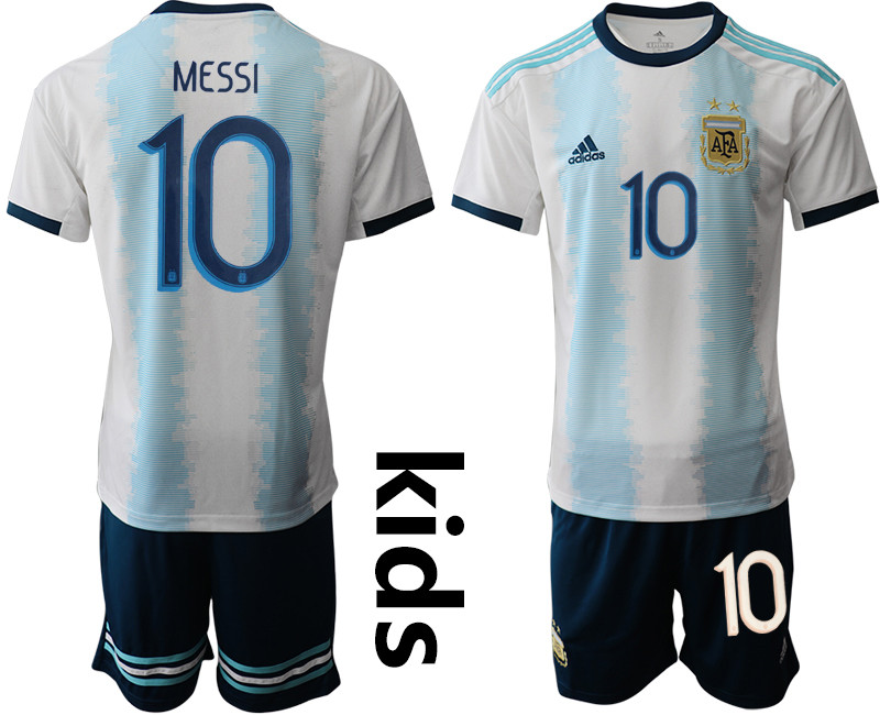 2019 20 Argentina 10 MESSI Youth Home Soccer Jersey