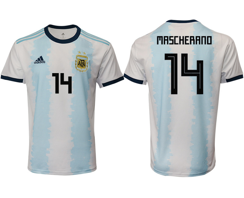 2019 20 Argentina 14 MASCHERANO Home Thailand Soccer Jersey