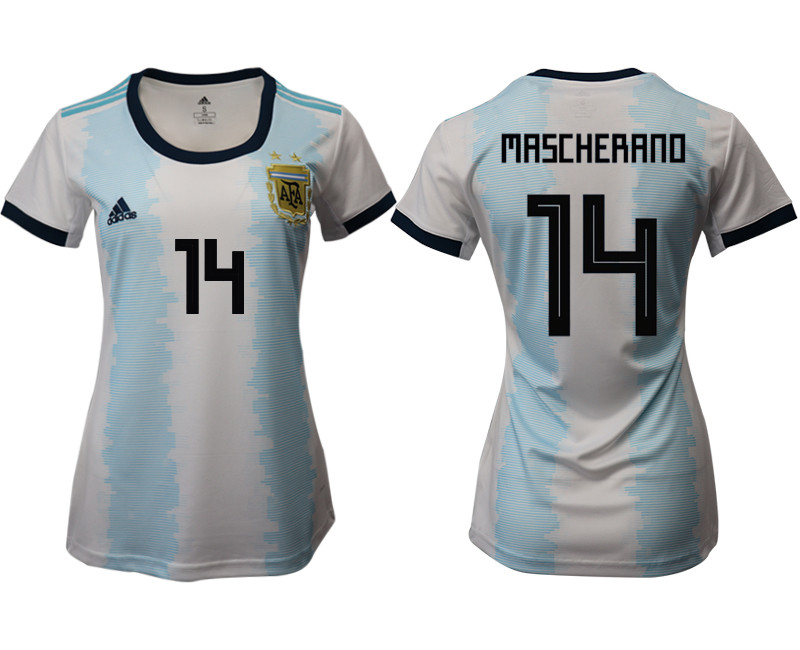 2019 20 Argentina 14 MASCHERANO Home Women Soccer Jersey