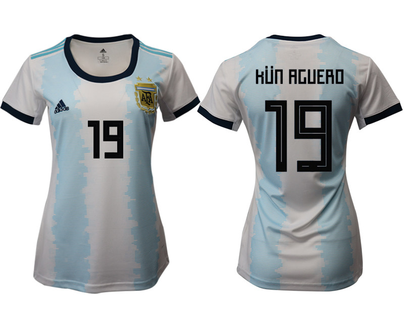 2019 20 Argentina 19 KUN AGUERO Home Women Soccer Jersey