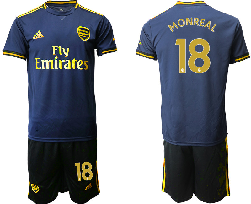 2019 20 Arsenal 18 MONREAL Third Away Soccer Jersey