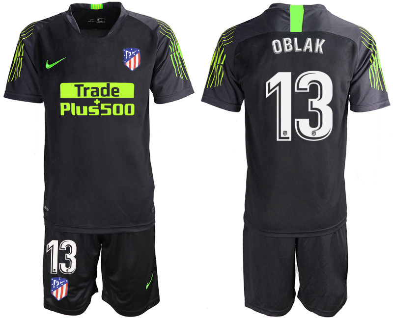 2019 20 Atletico Madrid 13 OBLAK Black Goalkeepe Soccer Jersey