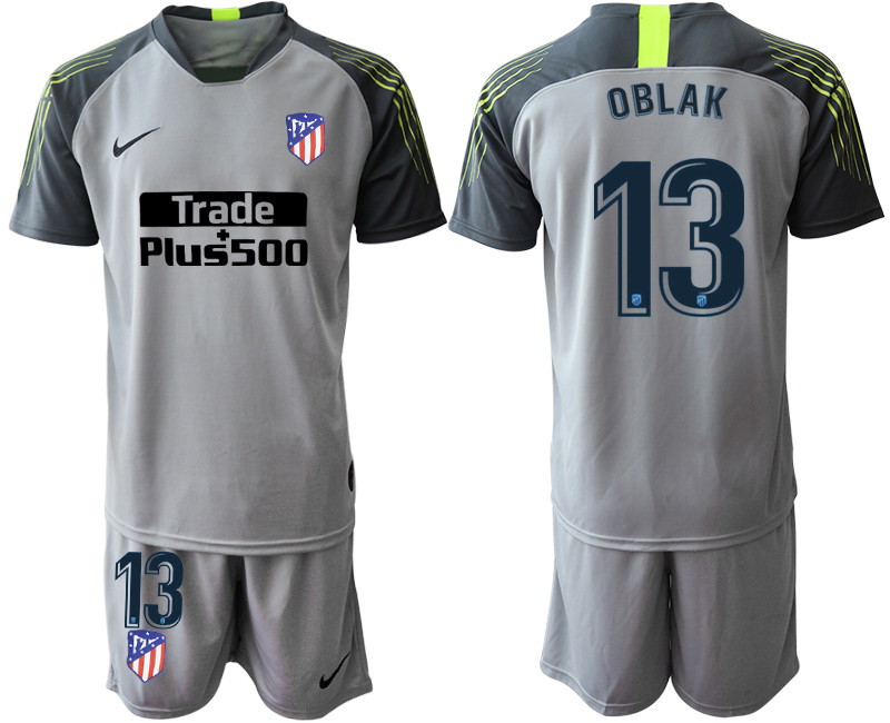 2019 20 Atletico Madrid 13 OBLAK Gray Goalkeepe Soccer Jersey