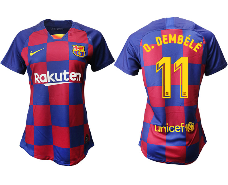 2019 20 Barcelona 11 O.DEMBELE Home Women Soccer Jersey