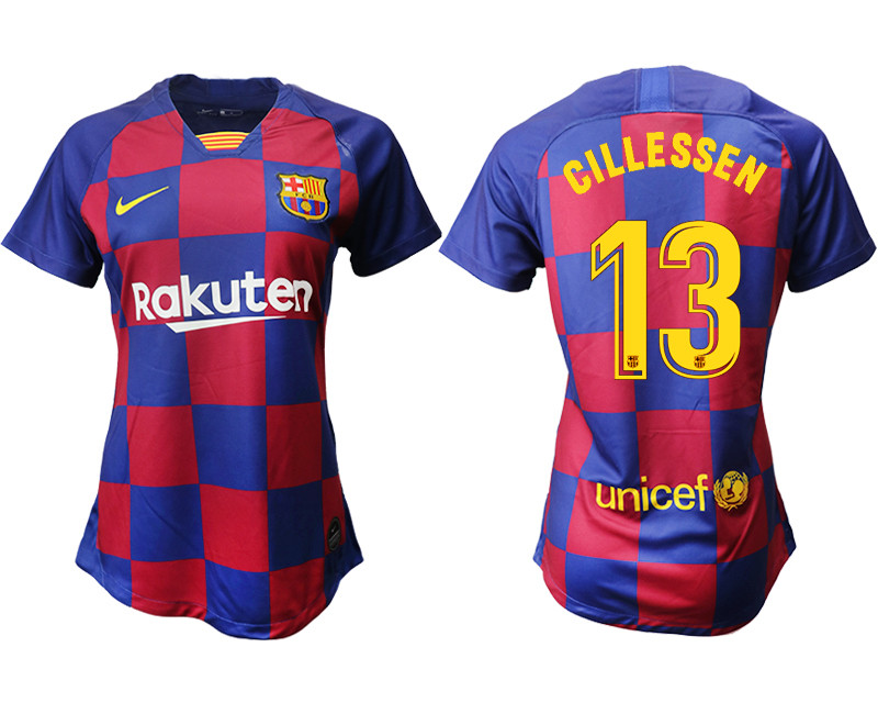 2019 20 Barcelona 13 CILLESSEN Home Women Soccer Jersey