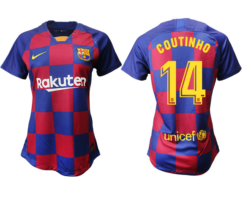 2019 20 Barcelona 14 COUTINHO Home Women Soccer Jersey