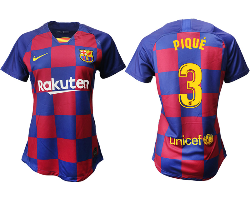 2019 20 Barcelona 3 PIQUE Home Women Soccer Jersey