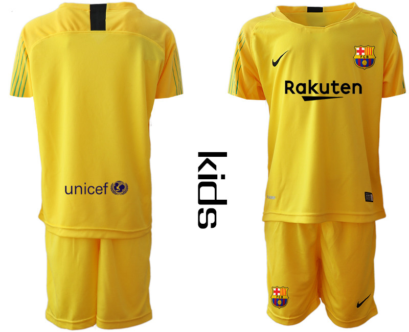 2019 20 Barcelona Yellow Youth Goalkeepe Soccer Jersey