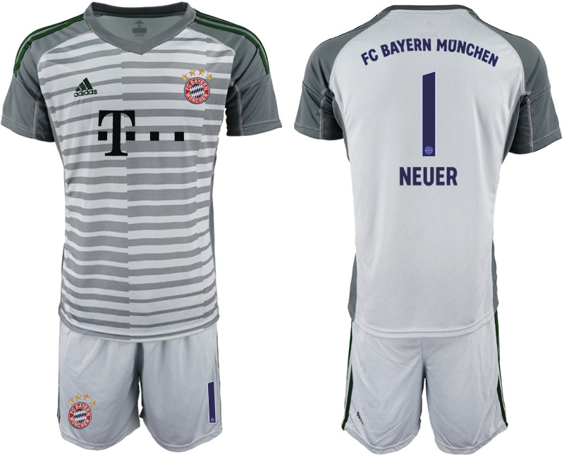 2019 20 Bayern Munchen 1 NEUER Gray Goalkeepe Soccer Jersey