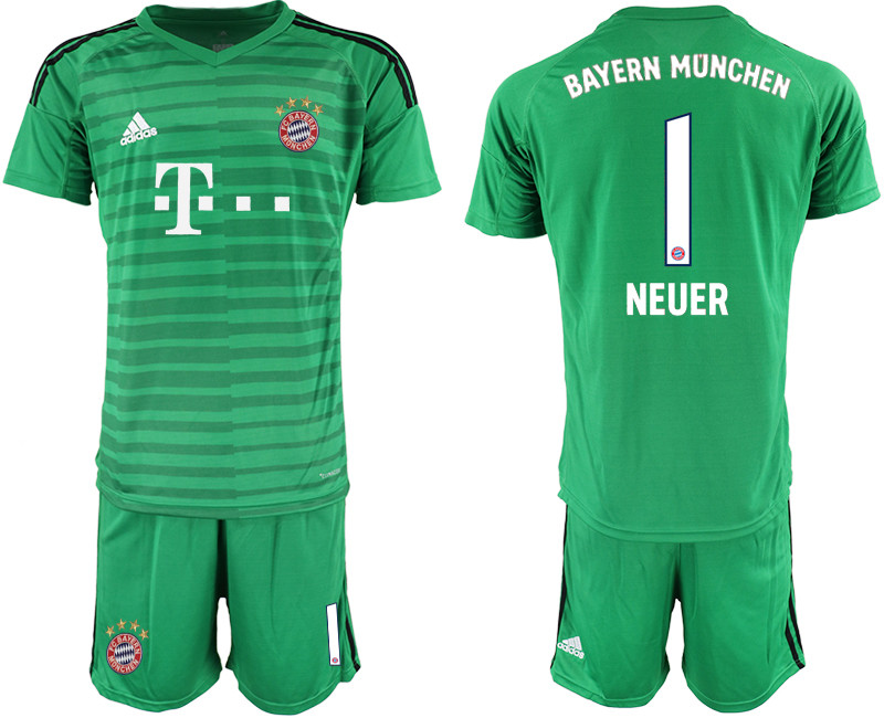 2019 20 Bayern Munchen 1 NEUER Green Goalkeepe Soccer Jersey